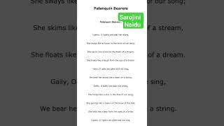 THE PALANQUIN BEARERS BY SAROJINI NAIDU Tamil summary I MA ENG LITERATURE [upl. by Sivatco435]