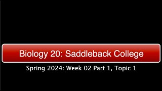 Saddleback Spring 2024 Biol 20 Week 2 Part 1 Topic 1 [upl. by Tlok592]