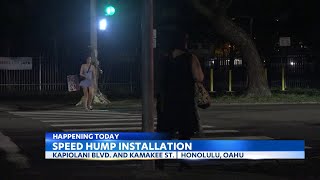 Speed humps installed on Honolulus Kapiolani Boulevard in wake of deadly crash [upl. by Pulchi88]