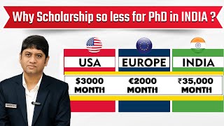 Why Scholarship so less for PhD in INDIA  phd usa europe india [upl. by Euqinobe595]