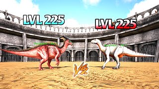 PARASAURIO vs IGUANODON ark survival [upl. by Nodlehs]