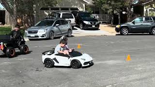 Kids Drift a Lamborghini SVJ 24v Drift Car busydayadventures [upl. by Ellasal]