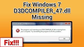 How to Fix d3dcompiler47dll free in Windows 7 without any software  D3DCompiler47dll Fix [upl. by Yevrah947]