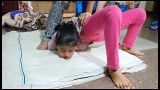 Crazy Indian contortion girl doing passive back bend training [upl. by Winson]