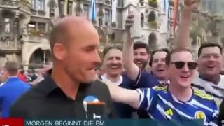 SCOTLAND FAN FLASHES GERMAN TV REPORTER IN MUNICH [upl. by Juliane]