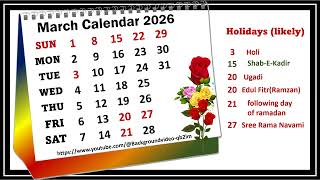 March Calendar 2026 marchcalender2026 [upl. by Michaelina]