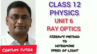 CLASS 122PHYSICS UNIT 6RAY OPTICSFIZEAUS METHOD TO DETERMINE SPEED OF LIGHT [upl. by Laehcim]