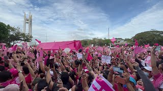 Robredo Pangilinan lead Pink Sunday rally at Quezon Memorial Circle [upl. by Casmey951]