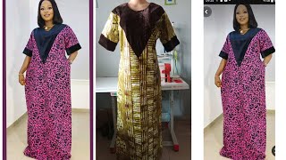 HOW TO CUT AND SEW THIS FRONT DEEP V SHAPE KAFTAN DRESS [upl. by Aleahc]