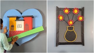 DIY 3D Wall Art Creative House amp Vase Flower Design from Cardboard [upl. by Columba]