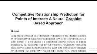 Competitive Relationship Prediction for Points of Interest A Neural Graphlet Based Approach [upl. by Punke]