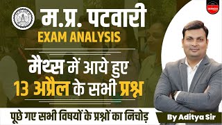 MP PATWARI EXAM ANALYSIS  MP PATWARI EXAM 2023  PATWARI MATHS PAPER ANALYSIS  BY ADITYA PATEL SIR [upl. by Eladnek33]