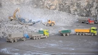 Work in quarry  PC600LC  Volvo L110F  L220E  Sandvik CM 1208i [upl. by Clifford]