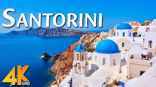 FLYING OVER SANTORINI 4K  Amazing Beautiful Nature Scenery With Relaxing Music  Video 4K UHD [upl. by Demaria467]