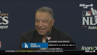 Postgame  Dodgers coach Dave Roberts applauded Shohei Ohtani and Mookie Betts with G4 win vs Mets [upl. by Hesta180]