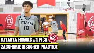 Atlanta Hawks 1 Pick Zaccharie Risacher Shoot After Practice and Interview [upl. by Nylessej]