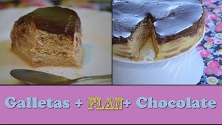 Tarta de galletas con flan y chocolate  tarta de galletas  La Cocinita Cupcakes [upl. by Ahsemal750]