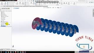 SOLIDWORKS HELEZON ÇİZİMİ HELEZONUN SAC LEVHAYA DÖNÜŞTÜRÜLMESİ ve SAC AÇINIMIHELICAL SCREW [upl. by Ruhtracm708]