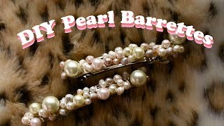 DIY Pearl Barrette Tutorial make your own pearly hair clips [upl. by Aitsirhc]