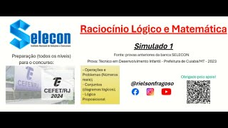 Live 1 Simulado 1 de RLM banca SELECON  Preparação Cefet 2024 [upl. by Margherita]