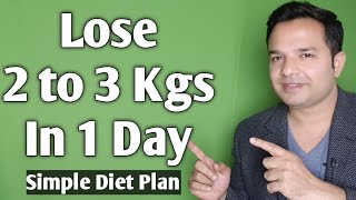 Lose 2 to 3 kgs in 1 Day  Simple Diet Plan [upl. by Ahsai]