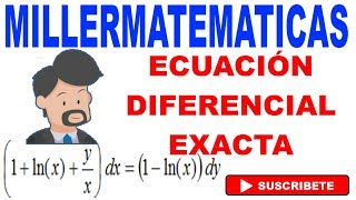 Ecuaciones diferenciales exactas💯ecuaciones diferenciales  Ejemplo 1 Millermatematicas [upl. by Ardnasella]