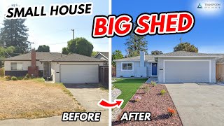 Small House Big Shed House Flip Before amp After  Budget Home Remodel [upl. by Mayor]