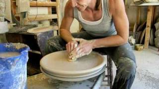 How to throw a large platter on the potters  pottery wheel [upl. by Kessiah976]