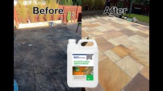 How to clean Patios amp Paving using NCC Blackspot amp Green Growth Remover [upl. by Ewart]