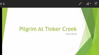 Chapter 2 Pilgrim At Tinker Creek part 1 [upl. by Devitt]