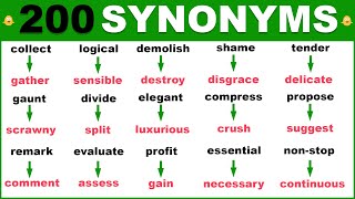 Learn 200 HELPFUL Synonym Words in English To Strengthen Your English Vocabulary [upl. by Strader492]