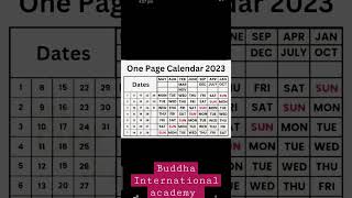 One page calendar 2023 shorts shortvideo motivation mathematics [upl. by Netsirc858]