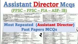 Assistant Director Most Repeated and Important questions from past papers 2023 [upl. by Eintroc]