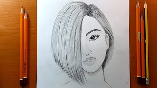 Disegni facili  Una ragazza con bei capelli  schizzo a matita passo dopo passo [upl. by Schofield]