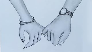 Holding Hands pencil sketch  Valentines Day special [upl. by Atteinotna]