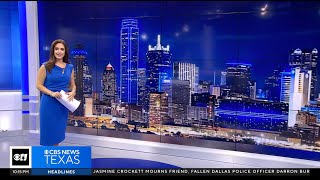 CBS 11  Dallas skyline shines blue as artist honors fallen Officer Darron Burks [upl. by Madelaine319]