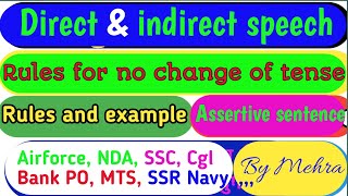 🔥 Lecture 11🩸Direct and indirect speech 🩸 rules of no change of tense 🩸 by Mehra sir 👍 [upl. by Aneekas]