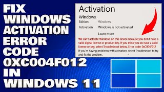 How To Fix The Windows Activation Error Code 0xc004f012 in Windows 1110 Solution [upl. by Heidi420]