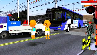 Upin dan Ipin Dapatkan Tugas dari Polisi 👮🏻 Derek Mobil Bus di Perlintasan Kereta 😱 DIPSY TV [upl. by Llemert]