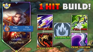 TOP SUPREME LANCELOT PERFECT ONE SHOT BUILD IN RANK  NEW LANCELOT BUILD AND EMBLEM 2024 🔥 [upl. by Brod662]