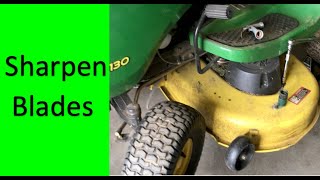 How to Sharpen Blades John Deere Riding Mower S100 S110 S120 S130 S140 John Deere Riding Lawn mower [upl. by Aisul]