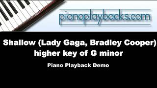 Shallow Lady Gaga Bradley Cooper Cover Piano Playback Instrumental Demo high key of G minor [upl. by Segroeg]