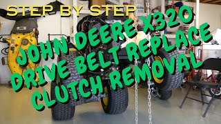 John Deere X320 Drive Belt Replacement [upl. by Nnylrebma]