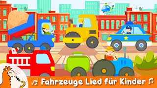 Auto Kinderlied  12 Fahrzeuge für Kinder  Kipplaster Polizei Traktor Feuerwehr Müllauto uvm [upl. by Dualc]