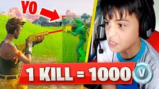 Le doy 1000 PAVOS a niño HACKER por CADA KILL que haga en FORTNITE [upl. by Aceber]