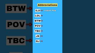 Abbreviations in English  Abbreviations  englishlearning learnenglish [upl. by Ahsotan]