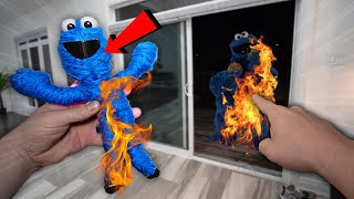 DO NOT MAKE COOKIE MONSTER VOODOO DOLL AT 3 AM CHALLENGE LIT ON FIRE [upl. by Sirrad]