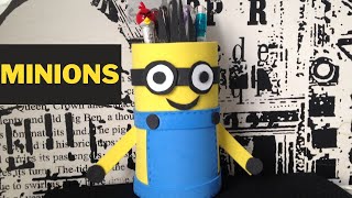 💛HOW TO MAKE MINION PENCİL HOLDER Easy amp Cute MINIONS CRAFTS AND SCHOOL SUPPLIES [upl. by Angelico]