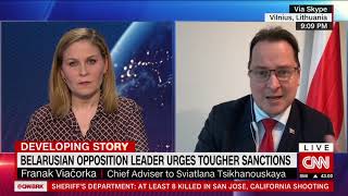 Franak Viacorka at CNN InternationalSanctions will help to stop violence and lawlessness in Belarus [upl. by Akehs]