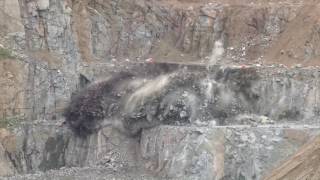 Blasting works at a quarry of Roehrig Granit [upl. by Aiahc]